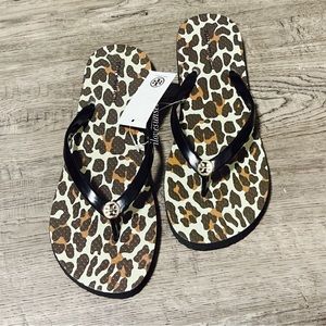 {Tory Burch} Leopard Thin Flat Flip Flops